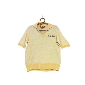 Vintage | Kennington | Early Bird Embroidered Silk Blend Knit Polo Shirt Size M